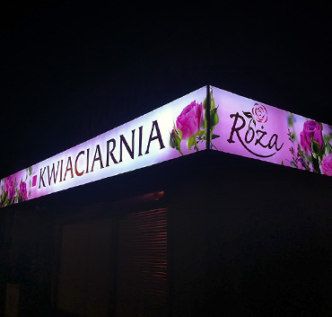 Kwiaciarnia Róza - kaseton podświetlany